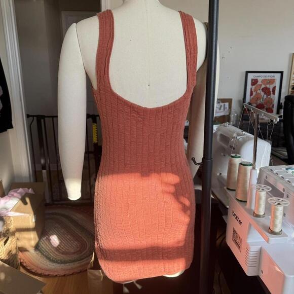 Free People Short and Sweet Mini Sweater Dress Orange SMALL - Picture 4 of 9